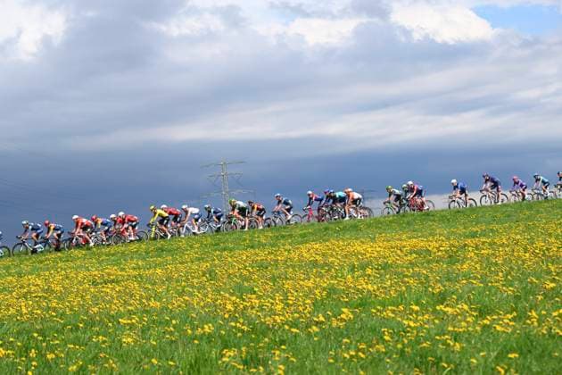 Amstel Gold Race 2026 Cycling Race VALKENBURG, THE NETHERLANDS - APRIL 19 : illustration picture peloton during the 60th edition of Amstel Gold Race an UCI World Tour 1.UWT one day cycling road race for Men Elite of 220 km with start in Maastricht and finish in Valkenburg on April 19, 2026 in Valkenburg, The Netherlands, 19 04 2026 ( Motordriver Kenny Verfaillie - Valkenburg The Netherlands  Copyright: xVincentxKalutx