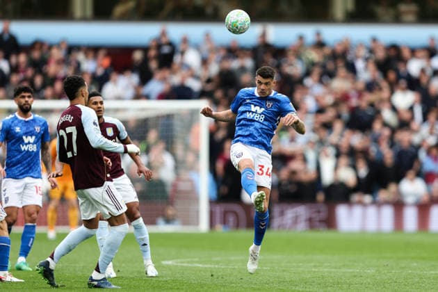 Birmingham, England, 19th April 2026. Granit Xhaka of Sunderland heads the ball during the Aston Villa vs Sunderland Premier League match at Villa Park, Birmingham. Picture credit should read: Gareth Evans Sportimage EDITORIAL USE ONLY. No use with unauthorised audio, video, data, fixture lists, club league logos or live services. Online in-match use limited to 120 images, no video emulation. No use in betting, games or single club league player publications. SPI_040_GE_Aston_Villa_vs_Sunderland SPI-4703-0040