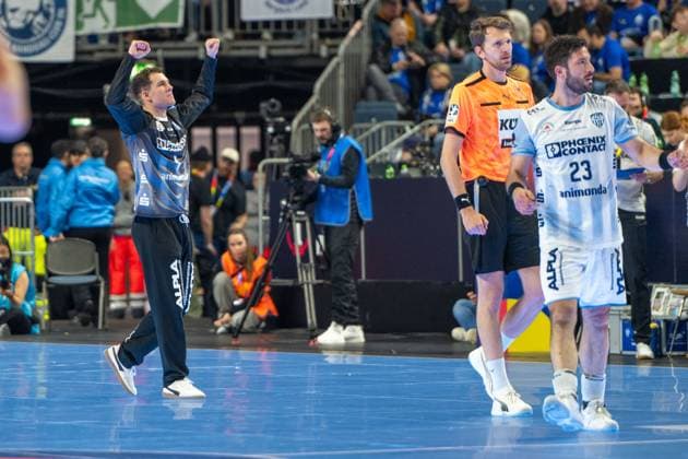 Constantin Moestl, Goalkeeper TBV Lemgo Lippe 1 , Tim Suton, Backcourt TBV Lemgo Lippe 23 , TBV Lemgo Lippe SC Magdeburg, DHB Pokal Maenner, Herren, 6 Spieltag, Spiel um Platz 3, Daikin HBL, Lidl Final 4, 19 04 2026 Köln NRW Germany Copyright: xkolbert-press MartinxWdziecznyx