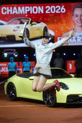 Winner Elena Rybakina KAZ pictured with winners trophy in front of Porsche 911, joy, jubilation, emotion, GER, Elena Rybakina vs Karolina Muchova, Tennis, ATP Tournament, WTA 500, Porsche Tennis Grand Prix, Final, 19 04 2026, GER, Elena Rybakina vs Karolina Muchova, Tennis, ATP Tournament, WTA 500, Porsche Tennis Grand Prix, Final, 19 04 2026, Stuttgart Copyright: xEibner-Pressefoto EdwardxCheungx EP_ECG