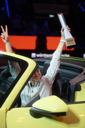 Winner Elena Rybakina KAZ pictured with winners trophy in front of Porsche 911, joy, jubilation, emotion, GER, Elena Rybakina vs Karolina Muchova, Tennis, ATP Tournament, WTA 500, Porsche Tennis Grand Prix, Final, 19 04 2026, GER, Elena Rybakina vs Karolina Muchova, Tennis, ATP Tournament, WTA 500, Porsche Tennis Grand Prix, Final, 19 04 2026, Stuttgart Copyright: xEibner-Pressefoto EdwardxCheungx EP_ECG