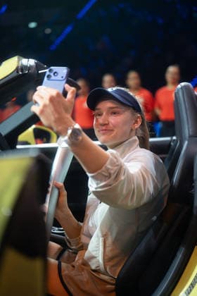 Winner Elena Rybakina KAZ in picture, sitting in Porsche 911 with trophy, GER, Elena Rybakina vs Karolina Muchova, Tennis, ATP Tournament, WTA 500, Porsche Tennis Grand Prix, Final, 19 04 2026, GER, Elena Rybakina vs Karolina Muchova, Tennis, ATP Tournament, WTA 500, Porsche Tennis Grand Prix, Final, 19 04 2026, Stuttgart Copyright: xEibner-Pressefoto EdwardxCheungx EP_ECG
