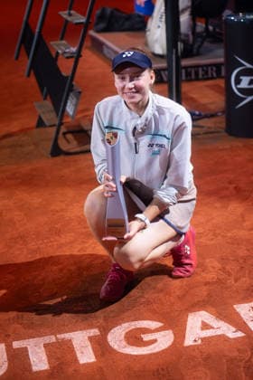 Winner Elena Rybakina KAZ in the picture shows the winners trophy, GER, Elena Rybakina vs Karolina Muchova, Tennis, ATP Tournament, WTA 500, Porsche Tennis Grand Prix, Final, 19 04 2026, GER, Elena Rybakina vs Karolina Muchova, Tennis, ATP Tournament, WTA 500, Porsche Tennis Grand Prix, Final, 19 04 2026, Stuttgart Copyright: xEibner-Pressefoto EdwardxCheungx EP_ECG