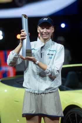 Winner Elena Rybakina KAZ pictured with winners trophy in front of Porsche 911, joy, jubilation, emotion, GER, Elena Rybakina vs Karolina Muchova, Tennis, ATP Tournament, WTA 500, Porsche Tennis Grand Prix, Final, 19 04 2026, GER, Elena Rybakina vs Karolina Muchova, Tennis, ATP Tournament, WTA 500, Porsche Tennis Grand Prix, Final, 19 04 2026, Stuttgart Copyright: xEibner-Pressefoto EdwardxCheungx EP_ECG