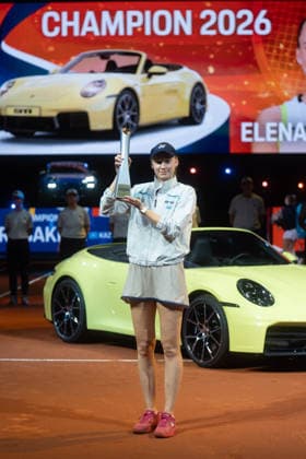 Winner Elena Rybakina KAZ pictured with winners trophy in front of Porsche 911, joy, jubilation, emotion, GER, Elena Rybakina vs Karolina Muchova, Tennis, ATP Tournament, WTA 500, Porsche Tennis Grand Prix, Final, 19 04 2026, GER, Elena Rybakina vs Karolina Muchova, Tennis, ATP Tournament, WTA 500, Porsche Tennis Grand Prix, Final, 19 04 2026, Stuttgart Copyright: xEibner-Pressefoto EdwardxCheungx EP_ECG