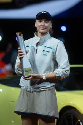 Winner Elena Rybakina KAZ pictured with winners trophy in front of Porsche 911, joy, jubilation, emotion, GER, Elena Rybakina vs Karolina Muchova, Tennis, ATP Tournament, WTA 500, Porsche Tennis Grand Prix, Final, 19 04 2026, GER, Elena Rybakina vs Karolina Muchova, Tennis, ATP Tournament, WTA 500, Porsche Tennis Grand Prix, Final, 19 04 2026, Stuttgart Copyright: xEibner-Pressefoto EdwardxCheungx EP_ECG