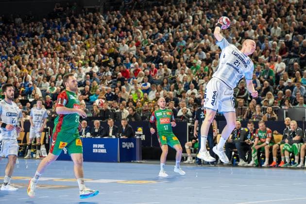 Leve Carstensen, Aussen TBV Lemgo Lippe 21 , TBV Lemgo Lippe SC Magdeburg, DHB Pokal Maenner, Herren, 6 Spieltag, Spiel um Platz 3, Daikin HBL, Lidl Final 4, 19 04 2026 Köln NRW Germany Copyright: xkolbert-press MartinxWdziecznyx