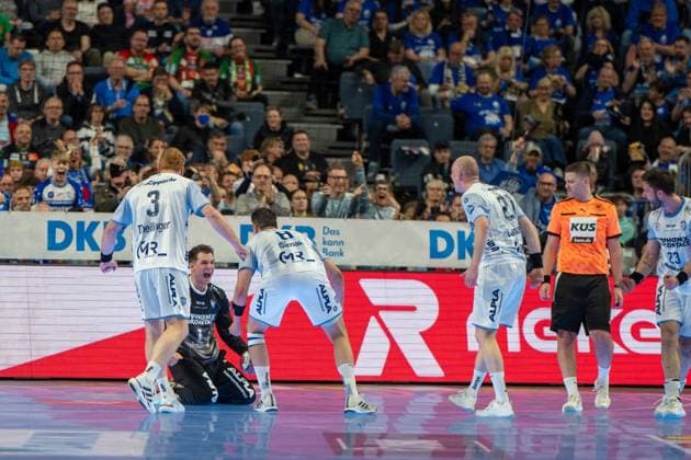 Constantin Moestl, Goalkeeper TBV Lemgo Lippe 1 , Nicolai Theilinger, Back TBV Lemgo Lippe 3 , Leve Carstensen, Outside TBV Lemgo Lippe 21 , TBV Lemgo Lippe SC Magdeburg, DHB Pokal Maenner, Herren, 6 Spieltag, Spiel um Platz 3, Daikin HBL, Lidl Final 4, 19 04 2026 Köln NRW Germany Copyright: xkolbert-press MartinxWdziecznyx