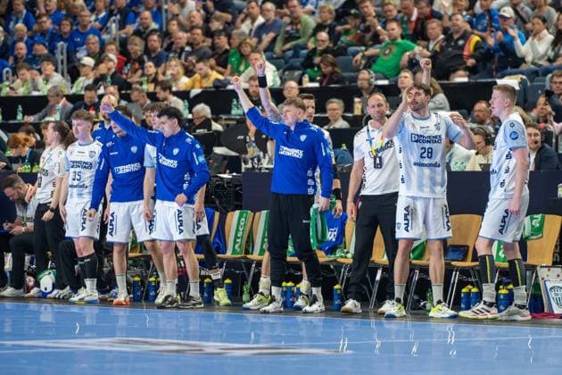 The BAnk celebrates, TBV Lemgo Lippe SC Magdeburg, DHB Pokal Maenner, Herren, 6 Spieltag, Spiel um Platz 3, Daikin HBL, Lidl Final 4, 19 04 2026 Köln NRW Germany Copyright: xkolbert-press MartinxWdziecznyx