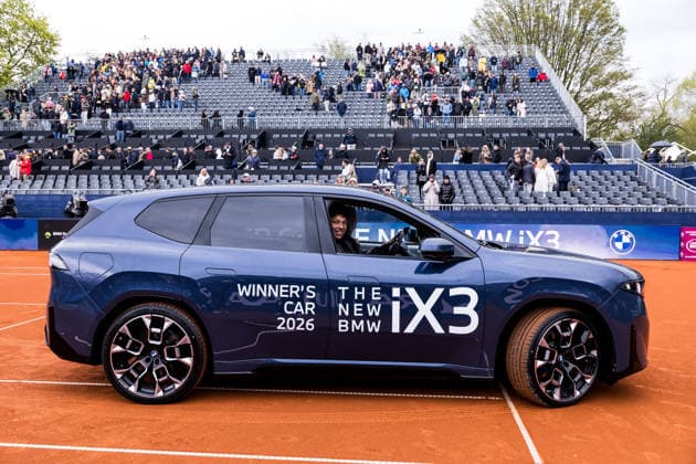 MUNICH, GERMANY - APRIL 19: BMW Open winner Ben Shelton (USA) driving a first lap in his new BMW during the trophy ceremony of the BMW Open by Bitpanda Singles match between Flavio Cobolli (ITA) vs Ben Shelton (USA) at MTTC Iphitos on April 19, 2026 in Munich, Germany. Bavaria Germany Copyright: xSteffiexWunderlx