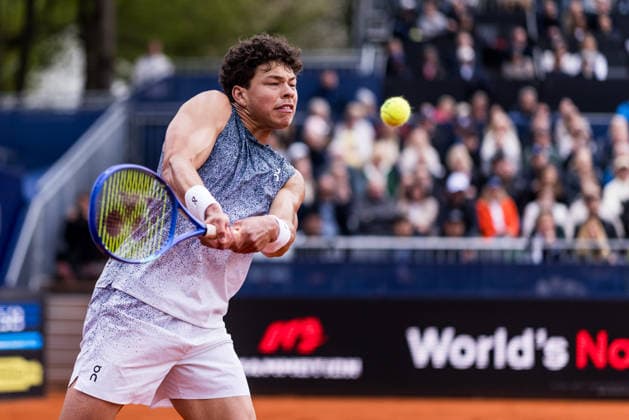 MUNICH, GERMANY - APRIL 19: Ben Shelton (USA) during the BMW Open by Bitpanda Singles match between Flavio Cobolli (ITA) vs Ben Shelton (USA) at MTTC Iphitos on April 19, 2026 in Munich, Germany. Bavaria Germany Copyright: xSteffiexWunderlx