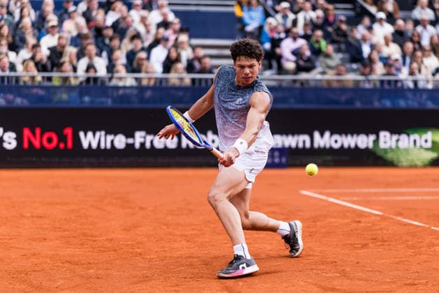 MUNICH, GERMANY - APRIL 19: Ben Shelton (USA) during the BMW Open by Bitpanda Singles match between Flavio Cobolli (ITA) vs Ben Shelton (USA) at MTTC Iphitos on April 19, 2026 in Munich, Germany. Bavaria Germany Copyright: xSteffiexWunderlx