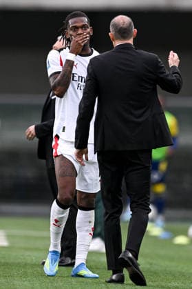 Mg Verona 19 04 2026 - campionato di calcio Serie A Hellas Verona-Milan foto Matteo Gribaudi Image nella foto: Massimiliano Allegri-Rafael Leao 