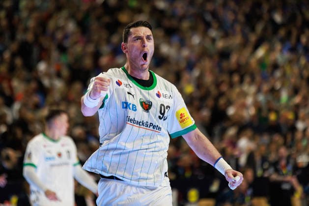 Mijajlo MARSENIC Fuechse Berlin, 93 jubilation, joy, passion, success, emotion, enthusiasm, positive emotions GER, Fuechse Berlin vs Bergischer HC, Handball, DHB Pokal, LIDL Final4, Final, Season 2025 2026, 19 04 2026, GER, Fuechse Berlin vs Bergischer HC, Handball, DHB Pokal, LIDL Final4, Final, Season 2025 2026, 19 04 2026, Cologne Copyright: xEibnerxPressefoto OliverxSchmidtx EP_OST