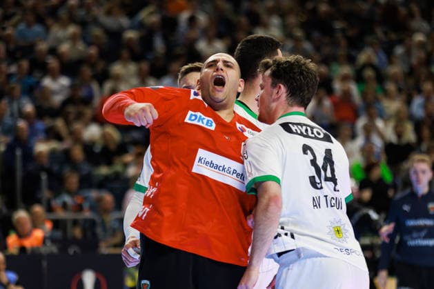 Dejan MILOSAVLJEV Fuechse Berlin, 96 jubilation, joy, passion, success, emotion, enthusiasm, positive emotions GER, Fuechse Berlin vs Bergischer HC, handball, DHB Cup, LIDL Final4, final, season 2025 2026, 19 04 2026, GER, Fuechse Berlin vs Bergischer HC, handball, DHB Cup, LIDL Final4, final, season 2025 2026, 19 04 2026, Cologne Copyright: xEibnerxPressefoto OliverxSchmidtx EP_OST
