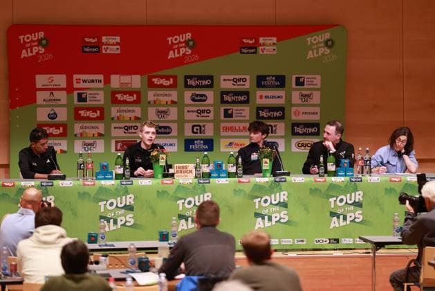 TOUR DES ALPES 2026 - UCI Cycling Race Tour of the Alps Pierre Teyssot MAXPPP ; TOUR DES ALPES 2026 - UCI Cycling Race Tour of the Alps. Innsbruck, Austria on April 19, 2026. 49th edition will take place from 20 till 24 April 2026. Michael STORER (AUS), Giulio PELLIZZARI (ITA) and Egan Arley BERNAL GOMEZ (COL) give a press conference, PK, Pressekonferenz one day ahead. Pierre Teyssot Maxppp Innsbruck Tyrol Austria  Copyright: xMAXPPPxPierrexTeyssotx TEY69877 TEY69877