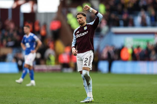 Birmingham, England, 19th April 2026. Matty Cash of Aston Villa celebrates his teams win after the Aston Villa vs Sunderland Premier League match at Villa Park, Birmingham. Picture credit should read: Gareth Evans Sportimage EDITORIAL USE ONLY. No use with unauthorised audio, video, data, fixture lists, club league logos or live services. Online in-match use limited to 120 images, no video emulation. No use in betting, games or single club league player publications. SPI_062_GE_Aston_Villa_vs_Sunderland SPI-4703-0062