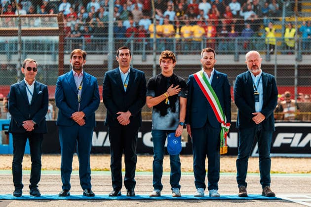 FIA WEC - 6 HOURS OF IMOLA 2026 ANTONELLI Andrea Kimi, portrait, FILLON Pierre (fra), President of ACO, portrait, LOUVET Marius, Marketing and Communication Director, portrait, starting grid, grille de depart,, Grid, illustration, during the 6 Hours of Imola 2026, 1st round of 2026 FIA World Endurance Championship, from April 16 to 19, 2026 on the Autodromo Enzo e Dino Ferrari in Imola, Italy - ImolaItaly  Copyright: xDPPIx