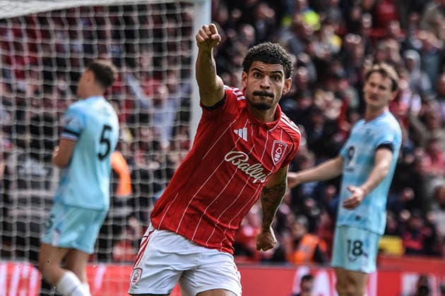Nottingham Forest v Burnley, English Premier League, The City Ground, Nottingham, UK - 19 April 2026 Nottingham Forest s Morgan Gibbs-White celebrates after scoring , UK NEWSPAPERS OUT Copyright: xRichardxBowcottx