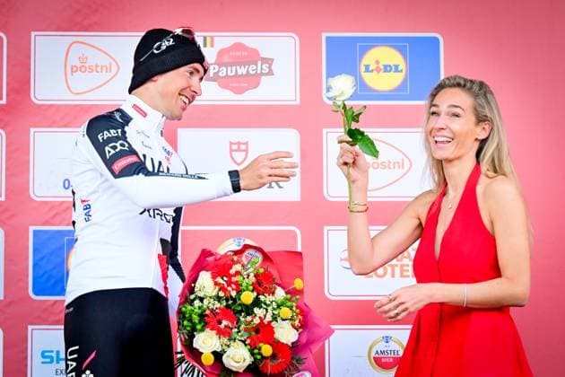 French Benoit Cosnefroy of UAE Team Emirates-XRG pictured on the podium after the men elite Amstel Gold Race one day cycling race, 257,4 km from Maastricht to Valkenburg, The Netherlands, Sunday 19 April 2026. DIRKxWAEM  x171345298x