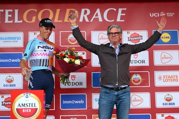 Amstel Gold Race 2026 Cycling Race VALKENBURG, THE NETHERLANDS - APRIL 19 : Frigo Marco (ITA) of NSN Cycling Team and Van Vliet Leo during the 60th edition of Amstel Gold Race an UCI World Tour 1.UWT one day cycling road race for Men Elite of 220 km with start in Maastricht and finish in Valkenburg on April 19, 2026 in Valkenburg, The Netherlands, 19 04 2026 ( Motordriver Kenny Verfaillie - Valkenburg The Netherlands  Copyright: xVincentxKalutx