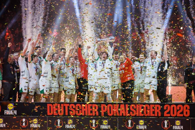 GER, Fuechse Berlin vs Bergischer HC, Handball, DHB Pokal, LIDL Final4, Final, Season 2025 2026, 19 04 2026, GER, Fuechse Berlin vs Bergischer HC, Handball, DHB Pokal, LIDL Final4, Final, Season 2025 2026, 19 04 2026, Cologne Copyright: xEibnerxPressefoto OliverxSchmidtx EP_OST