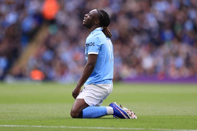 Fußball Premier League Manchester City gegen Arsenal 19. April 2026 Premier League Manchester City gegen Arsenal Jeremy Doku von Manchester City Foto Simon Stacpoole Abseits Manchester UK  Copyright: xSimonxStacpoolexOffside