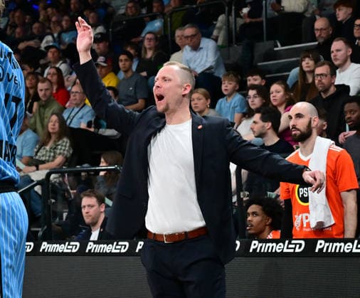 GER, 1 BBL, Veolia Towers Hamburg vs SC Rasta Vechta 19 04 2026,,GER, 1 BBL, Veolia Towers Hamburg vs SC Rasta Vechta, in the picture Head Coach Christian Held RASTA Vechta nordphotoxGmbH xWitke nph00002