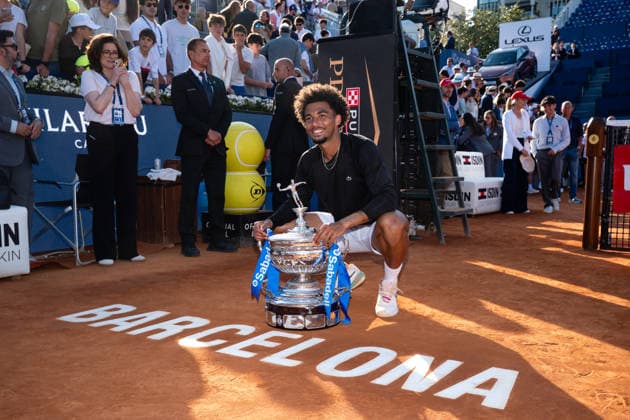 ATP, Tennis Herren 500 - Final of Barcelona Open Banc Sabadell in Barcelona, Spain, 19, April, 2026. Final of Barcelona Open Banc Sabadell match between Andrey Rublev (RUS) and Arthur Fils (FRA) in Reial Club de Tennis Barcelona, Barcelona, Spain, on April 19, 2026. Arthur Fils (FRA) posing with the Trophy. Barcelona Reial Club de Tennis Barcelona Barcelona Spain