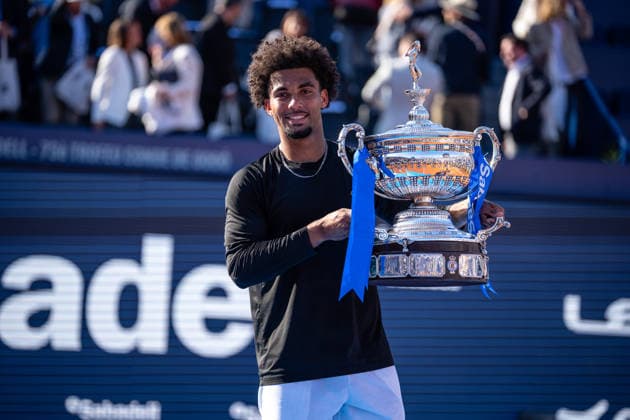 ATP, Tennis Herren 500 - Final of Barcelona Open Banc Sabadell in Barcelona, Spain, 19, April, 2026. Final of Barcelona Open Banc Sabadell match between Andrey Rublev (RUS) and Arthur Fils (FRA) in Reial Club de Tennis Barcelona, Barcelona, Spain, on April 19, 2026. Arthur Fils (FRA) posing with the Trophy. Barcelona Reial Club de Tennis Barcelona Barcelona Spain