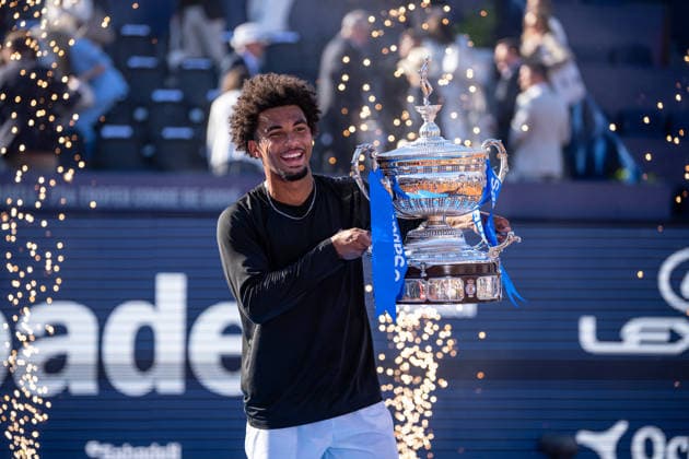 ATP, Tennis Herren 500 - Final of Barcelona Open Banc Sabadell in Barcelona, Spain, 19, April, 2026. Final of Barcelona Open Banc Sabadell match between Andrey Rublev (RUS) and Arthur Fils (FRA) in Reial Club de Tennis Barcelona, Barcelona, Spain, on April 19, 2026. Arthur Fils (FRA) posing with the Trophy. Barcelona Reial Club de Tennis Barcelona Barcelona Spain