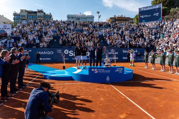 ATP, Tennis Herren 500 - Final of Barcelona Open Banc Sabadell in Barcelona, Spain, 19, April, 2026. Final of Barcelona Open Banc Sabadell match between Andrey Rublev (RUS) and Arthur Fils (FRA) in Reial Club de Tennis Barcelona, Barcelona, Spain, on April 19, 2026. Barcelona Reial Club de Tennis Barcelona Barcelona Spain