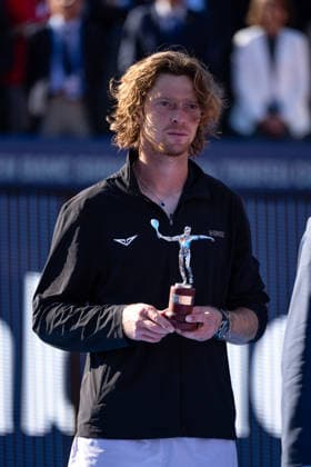 ATP, Tennis Herren 500 - Final of Barcelona Open Banc Sabadell in Barcelona, Spain, 19, April, 2026. Final of Barcelona Open Banc Sabadell match between Andrey Rublev (RUS) and Arthur Fils (FRA) in Reial Club de Tennis Barcelona, Barcelona, Spain, on April 19, 2026. Andrey Rublev (RUS). Barcelona Reial Club de Tennis Barcelona Barcelona Spain