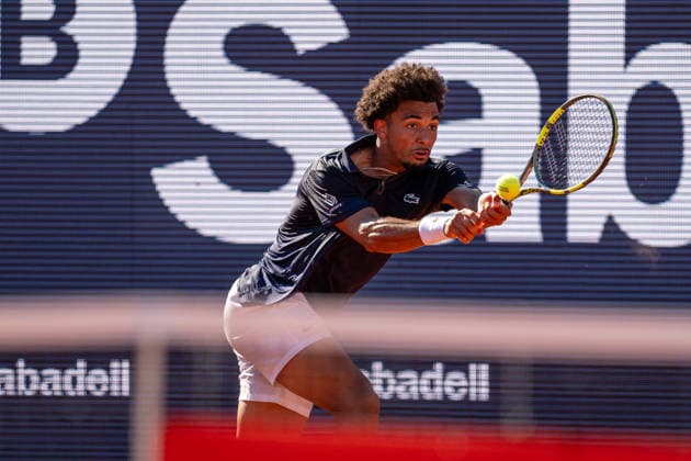 ATP, Tennis Herren 500 - Final of Barcelona Open Banc Sabadell in Barcelona, Spain, 19, April, 2026. Final of Barcelona Open Banc Sabadell match between Andrey Rublev (RUS) and Arthur Fils (FRA) in Reial Club de Tennis Barcelona, Barcelona, Spain, on April 19, 2026. Arthur Fils (FRA) action. Barcelona Reial Club de Tennis Barcelona Barcelona Spain