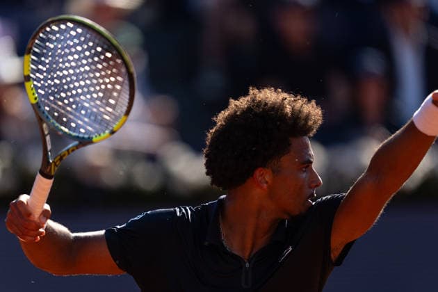 ATP, Tennis Herren 500 - Final of Barcelona Open Banc Sabadell in Barcelona, Spain, 19, April, 2026. Final of Barcelona Open Banc Sabadell match between Andrey Rublev (RUS) and Arthur Fils (FRA) in Reial Club de Tennis Barcelona, Barcelona, Spain, on April 19, 2026. Arthur Fils (FRA) action. Barcelona Reial Club de Tennis Barcelona Barcelona Spain