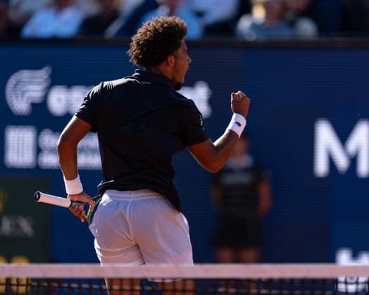 ATP, Tennis Herren 500 - Final of Barcelona Open Banc Sabadell in Barcelona, Spain, 19, April, 2026. Final of Barcelona Open Banc Sabadell match between Andrey Rublev (RUS) and Arthur Fils (FRA) in Reial Club de Tennis Barcelona, Barcelona, Spain, on April 19, 2026. Arthur Fils (FRA) reacts after score a point. Barcelona Reial Club de Tennis Barcelona Barcelona Spain