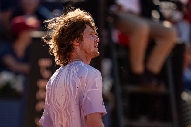ATP, Tennis Herren 500 - Final of Barcelona Open Banc Sabadell in Barcelona, Spain, 19, April, 2026. Final of Barcelona Open Banc Sabadell match between Andrey Rublev (RUS) and Arthur Fils (FRA) in Reial Club de Tennis Barcelona, Barcelona, Spain, on April 19, 2026. Andrey Rublev (RUS). Barcelona Reial Club de Tennis Barcelona Barcelona Spain