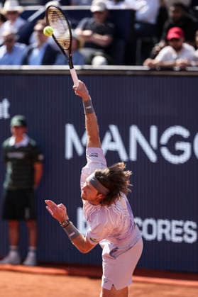 April 19, 2026, Barcelona, Barcelona, Spain: Andrey Rublev of Russia in action against Arthur Fils of France during the Final tennis match of the Barcelona Open Banc Sabadell - Conde Godo 2026 Day 9 at Real Club de Tenis Barcelona on April 19, 2026 in Barcelona, Spain. Barcelona Open Banc Sabadell - Conde Godo 2026 Day 9  - ZUMAa181 20260419_zaa_a181_091 Copyright: xJavierxBorregox