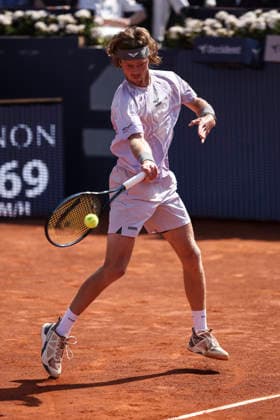 April 19, 2026, Barcelona, Barcelona, Spain: Andrey Rublev of Russia in action against Arthur Fils of France during the Final tennis match of the Barcelona Open Banc Sabadell - Conde Godo 2026 Day 9 at Real Club de Tenis Barcelona on April 19, 2026 in Barcelona, Spain. Barcelona Open Banc Sabadell - Conde Godo 2026 Day 9  - ZUMAa181 20260419_zaa_a181_102 Copyright: xJavierxBorregox