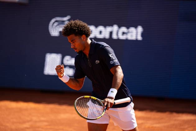 ATP, Tennis Herren 500 - Final of Barcelona Open Banc Sabadell in Barcelona, Spain, 19, April, 2026. Final of Barcelona Open Banc Sabadell match between Andrey Rublev (RUS) and Arthur Fils (FRA) in Reial Club de Tennis Barcelona, Barcelona, Spain, on April 19, 2026. Arthur Fils (FRA) reacts. Barcelona Reial Club de Tennis Barcelona Barcelona Spain