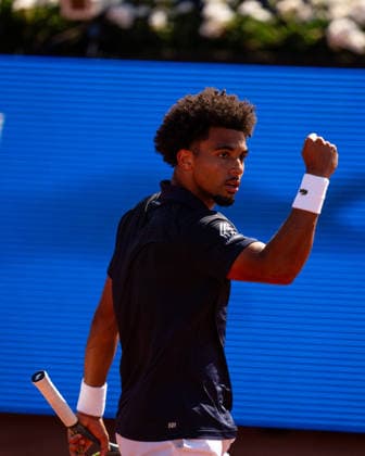 ATP, Tennis Herren 500 - Final of Barcelona Open Banc Sabadell in Barcelona, Spain, 19, April, 2026. Final of Barcelona Open Banc Sabadell match between Andrey Rublev (RUS) and Arthur Fils (FRA) in Reial Club de Tennis Barcelona, Barcelona, Spain, on April 19, 2026. Arthur Fils (FRA) reacts. Barcelona Reial Club de Tennis Barcelona Barcelona Spain
