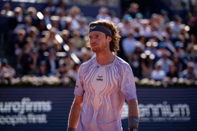 ATP, Tennis Herren 500 - Final of Barcelona Open Banc Sabadell in Barcelona, Spain, 19, April, 2026. Final of Barcelona Open Banc Sabadell match between Andrey Rublev (RUS) and Arthur Fils (FRA) in Reial Club de Tennis Barcelona, Barcelona, Spain, on April 19, 2026. Andrey Rublev (RUS). Barcelona Reial Club de Tennis Barcelona Barcelona Spain