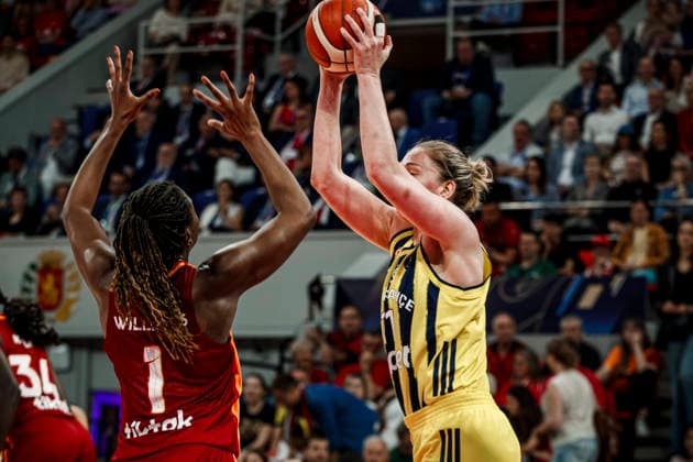 ESP Galatasaray Cagdas Faktoring v Fenerbahce Opet Final game Euroleague Women Final Six 2026 Emma Messeman and Elizabeth Williams during the Euroleague Women final game between Galatasaray Cagdas Faktoring and Fenerbahce Opet played at Principe Felipe Arena on April 19, 2026 in Zaragoza, Spain Zaragoza Spain Basketball Copyright: xDanielxMarzo AgenciaxLOFx