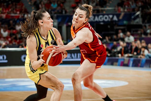 ESP Galatasaray Cagdas Faktoring v Fenerbahce Opet Final game Euroleague Women Final Six 2026 Sevgi Uzun and Elif Bayram during the Euroleague Women final game between Galatasaray Cagdas Faktoring and Fenerbahce Opet played at Principe Felipe Arena on April 19, 2026 in Zaragoza, Spain Zaragoza Spain Basketball Copyright: xDanielxMarzo AgenciaxLOFx