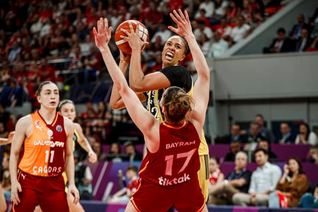 ESP Galatasaray Cagdas Faktoring v Fenerbahce Opet Final game Euroleague Women Final Six 2026 Iliana Rupert and Elif Bayram during the Euroleague Women final game between Galatasaray Cagdas Faktoring and Fenerbahce Opet played at Principe Felipe Arena on April 19, 2026 in Zaragoza, Spain Zaragoza Spain Basketball Copyright: xDanielxMarzo AgenciaxLOFx