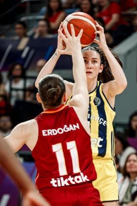 ESP Galatasaray Cagdas Faktoring v Fenerbahce Opet Final game Euroleague Women Final Six 2026 Olcay Cakir and Derin Erdogan and during the Euroleague Women final game between Galatasaray Cagdas Faktoring and Fenerbahce Opet played at Principe Felipe Arena on April 19, 2026 in Zaragoza, Spain Zaragoza Spain Basketball Copyright: xDanielxMarzo AgenciaxLOFx