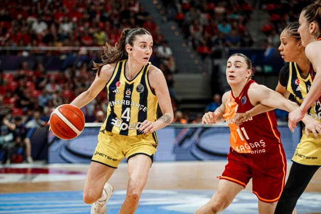 ESP Galatasaray Cagdas Faktoring v Fenerbahce Opet Final game Euroleague Women Final Six 2026 Olcay Cakir and Derin Erdogan during the Euroleague Women final game between Galatasaray Cagdas Faktoring and Fenerbahce Opet played at Principe Felipe Arena on April 19, 2026 in Zaragoza, Spain Zaragoza Spain Basketball Copyright: xDanielxMarzo AgenciaxLOFx