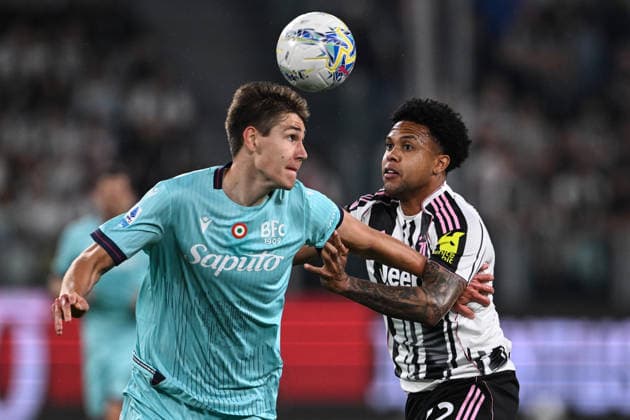 Cm Torino 19 04 2026 - campionato di calcio serie A Juventus-Bologna foto Cristiano Mazzi Image nella foto: Eivind Helland-Weston McKennie 
