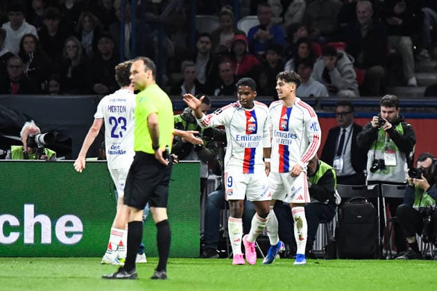FOOTBALL : Paris Saint Germain vs Olympique Lyonnais - Ligue 1 - JournÃ e 30 - 19 04 2026 Joie des joueurs de l™OL aprÃ s le but de Afonso Moreira (OL) ParisFrance  Copyright: xBaptistexAutissierx