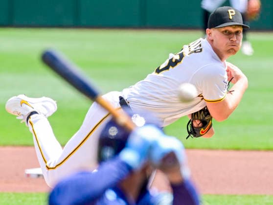 Pittsburgh Pirates pitcher Mitch Keller (23) starts against the Tampa Bay Rays at PNC Park on Sunday, April 19, 2026 in Pittsburgh.  PIT2026041902 ArchiexCarpenter